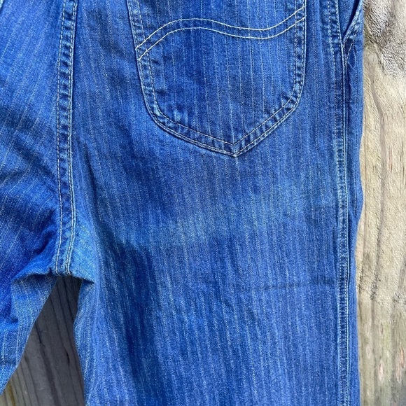 Vintage 80s Lee Riders Pin Stripe Ultra High Waisted y2K Wide Leg Jeans - Picture 8 of 10